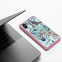 Чехол iPhone XS Max матовый Crazy waves, цвет: 3D-малиновый — фото 2