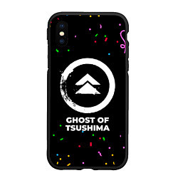 Чехол iPhone XS Max матовый Ghost of Tsushima конфети, цвет: 3D-черный