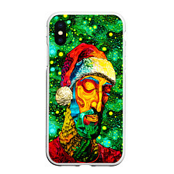 Чехол iPhone XS Max матовый Ded Moroz: pop-art-brut-nouveau pointillism, цвет: 3D-белый