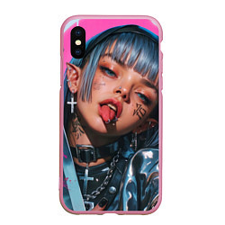 Чехол iPhone XS Max матовый Future samurai pink girl, цвет: 3D-розовый