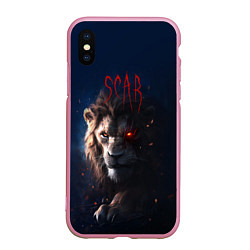 Чехол iPhone XS Max матовый The Lion King - Scar, цвет: 3D-розовый