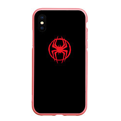 Чехол iPhone XS Max матовый Miles Morales - logo, цвет: 3D-баблгам