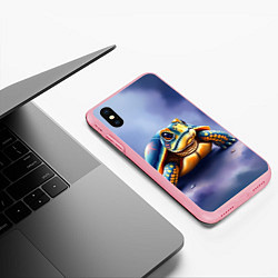 Чехол iPhone XS Max матовый Черепашка на синем фоне, цвет: 3D-баблгам — фото 2