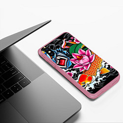 Чехол iPhone XS Max матовый Иредзуми татуировка, цвет: 3D-малиновый — фото 2