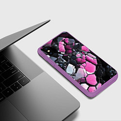 Чехол iPhone XS Max матовый Чёрно-розовый камень, цвет: 3D-фиолетовый — фото 2