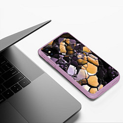 Чехол iPhone XS Max матовый Чёрно-жёлтый камень, цвет: 3D-сиреневый — фото 2