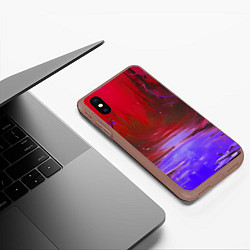 Чехол iPhone XS Max матовый Кислотная абстракция фиолетовая, цвет: 3D-коричневый — фото 2