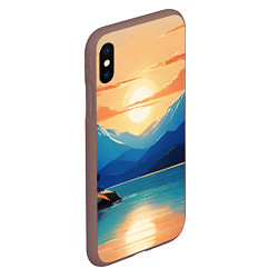 Чехол iPhone XS Max матовый Солнце озеро и горы, цвет: 3D-коричневый — фото 2