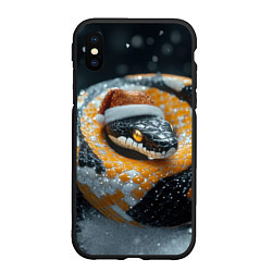 Чехол iPhone XS Max матовый Новогодняя большая змея, цвет: 3D-черный