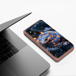 Чехол iPhone XS Max матовый Змея с искорками новогодними, цвет: 3D-коричневый — фото 2