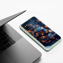 Чехол iPhone XS Max матовый Новогодняя змея внутри елки, цвет: 3D-салатовый — фото 2