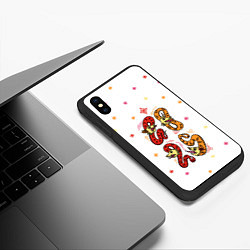 Чехол iPhone XS Max матовый 2025 змея из русского лубка, цвет: 3D-черный — фото 2