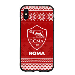 Чехол iPhone XS Max матовый Новогодний Roma, цвет: 3D-черный