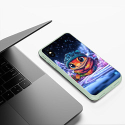 Чехол iPhone XS Max матовый Маленькая милая змейка 2025, цвет: 3D-салатовый — фото 2