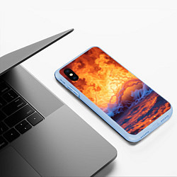 Чехол iPhone XS Max матовый Стихия огня и воды, цвет: 3D-голубой — фото 2