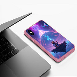 Чехол iPhone XS Max матовый Психоделическая капибара, цвет: 3D-малиновый — фото 2