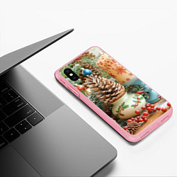 Чехол iPhone XS Max матовый Новогодняя атрибутика, цвет: 3D-баблгам — фото 2