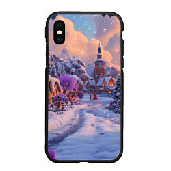 Чехол iPhone XS Max матовый Тропинка к новому году, цвет: 3D-черный