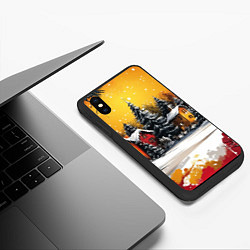 Чехол iPhone XS Max матовый Новогодний двор, цвет: 3D-черный — фото 2