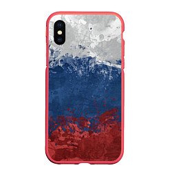 Чехол iPhone XS Max матовый Флаг России, цвет: 3D-красный