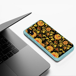 Чехол iPhone XS Max матовый Хохлома, цвет: 3D-мятный — фото 2