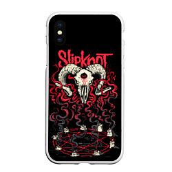 Чехол iPhone XS Max матовый Slipknot, цвет: 3D-белый