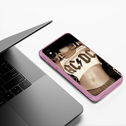 Чехол iPhone XS Max матовый AC/DC Girl, цвет: 3D-розовый — фото 2