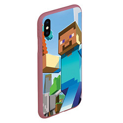 Чехол iPhone XS Max матовый Minecraft World, цвет: 3D-малиновый — фото 2