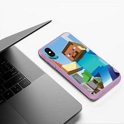 Чехол iPhone XS Max матовый Minecraft World, цвет: 3D-сиреневый — фото 2