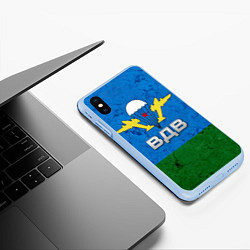 Чехол iPhone XS Max матовый Флаг ВДВ, цвет: 3D-голубой — фото 2