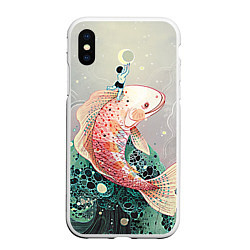 Чехол iPhone XS Max матовый Рыба, цвет: 3D-белый