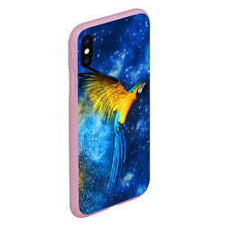 Чехол iPhone XS Max матовый Космический попугай, цвет: 3D-розовый — фото 2