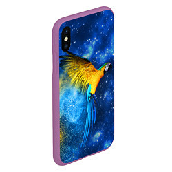 Чехол iPhone XS Max матовый Космический попугай, цвет: 3D-фиолетовый — фото 2