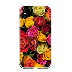 Чехол iPhone XS Max матовый Ассорти из роз, цвет: 3D-белый