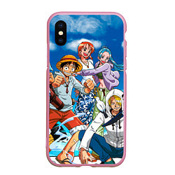 Чехол iPhone XS Max матовый One Piece, цвет: 3D-розовый