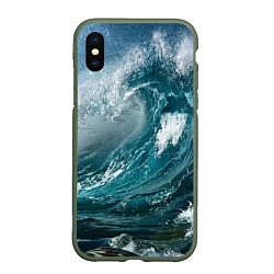 Чехол iPhone XS Max матовый Волна, цвет: 3D-темно-зеленый