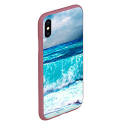 Чехол iPhone XS Max матовый Волны, цвет: 3D-малиновый — фото 2