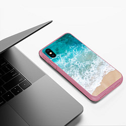 Чехол iPhone XS Max матовый Берег, цвет: 3D-малиновый — фото 2