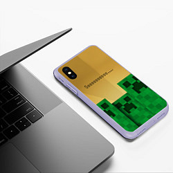 Чехол iPhone XS Max матовый Minecraft Sssss, цвет: 3D-светло-сиреневый — фото 2