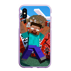 Чехол iPhone XS Max матовый Minecraft Man, цвет: 3D-сиреневый