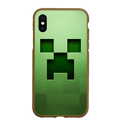 Чехол iPhone XS Max матовый Creeper Face, цвет: 3D-коричневый