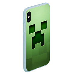 Чехол iPhone XS Max матовый Creeper Face, цвет: 3D-голубой — фото 2