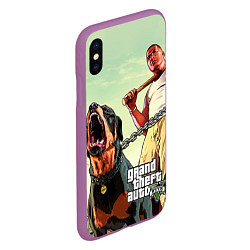 Чехол iPhone XS Max матовый GTA 5: Franklin Clinton, цвет: 3D-фиолетовый — фото 2