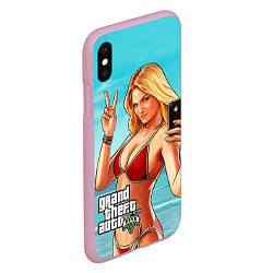 Чехол iPhone XS Max матовый GTA 5: Selfie Girl, цвет: 3D-розовый — фото 2