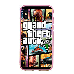 Чехол iPhone XS Max матовый GTA 5: City Stories, цвет: 3D-розовый