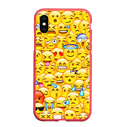 Чехол iPhone XS Max матовый Emoji, цвет: 3D-красный