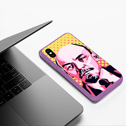 Чехол iPhone XS Max матовый Ленин: поп-арт, цвет: 3D-фиолетовый — фото 2