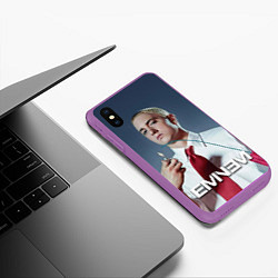 Чехол iPhone XS Max матовый Eminem Fire, цвет: 3D-фиолетовый — фото 2