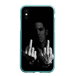Чехол iPhone XS Max матовый Eminem Fuck, цвет: 3D-мятный