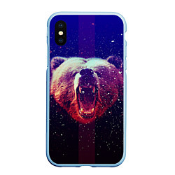 Чехол iPhone XS Max матовый Roar Bear, цвет: 3D-голубой